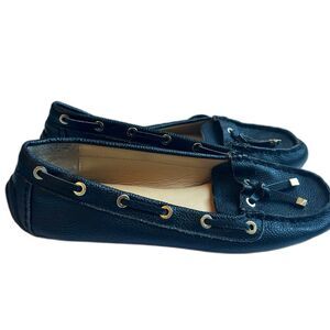 Talbots Leather Moccasin Flat Driving Loafer Size 10.5 Womens Gold Black Holiday